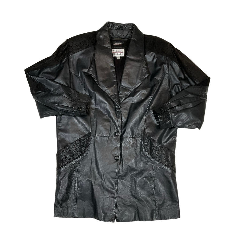 Vintage Pelle Women’s 80’s Oversized Black Leather Jacket Boxy Lined Siz…